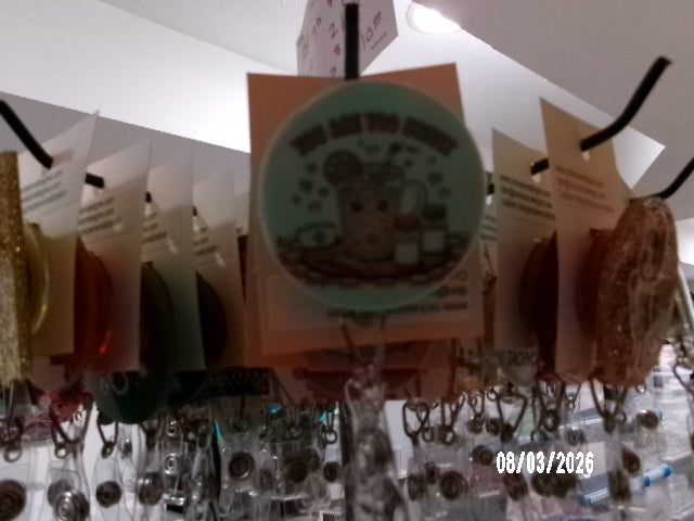 Badge Reels, key rings, pins - multiple designs and phrases